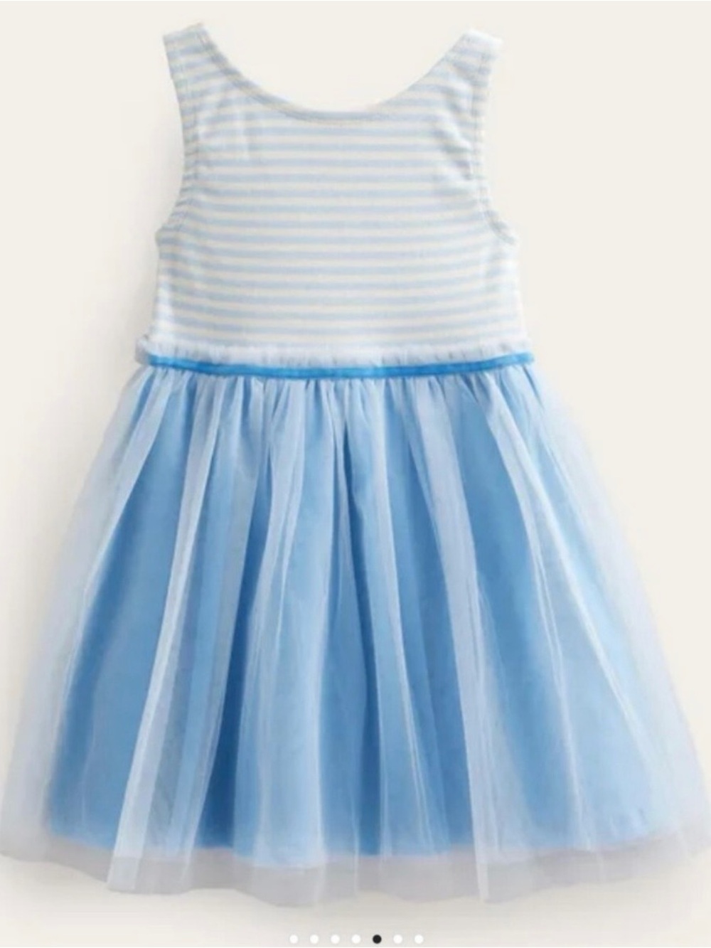 Mini Boden Jersey Tulle Mix Dress in light blue 2-3y
